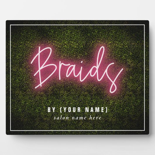 Neon Boxwood Hair Salon Professional Braids Plaque Fotoplaat (Voorkant)