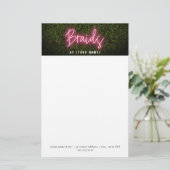 Neon Boxwood Hair Salon Professionele vlechten Briefpapier (Staand voorkant)