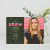 Neon Boxwood Print Afstuderen Foto Kaart (Staand voorkant)