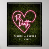 Neon Boxwood Til Death Neon Heart Weddenschap Welk Poster (Voorkant)