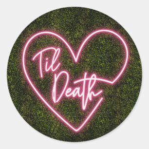 Neon Boxwood Til Death Wedding Ronde Sticker