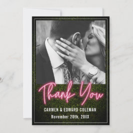Neon Boxwood Wedding Foto Bedankkaart
