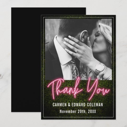 Neon Boxwood Wedding Foto Bedankkaart (Voorkant / Achterkant)