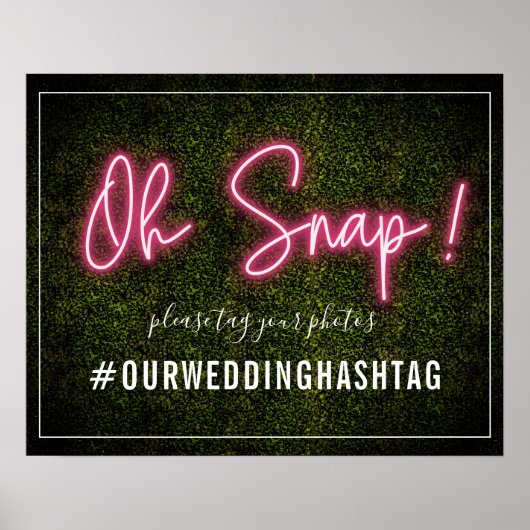 Neon Boxwood Wedding Hashtag Poster (Voorkant)