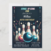 Neon Boy Kinder Team Event Bowling 40e verjaardag Kaart (Voorkant)