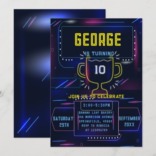 Neon boy verjaardag kaart (Voorkant / Achterkant)