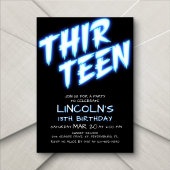 Neon Boys Pool 13e verjaardag uitnodiging