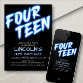 Neon Boys Pool 14e verjaardag uitnodiging