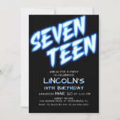 Neon Boys Pool 17e Verjaardag Uitnodiging (Voorkant)