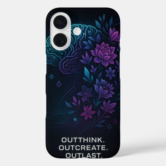 Neon Brain Bloom iPhone 16 Hoesje – Outthink. Outc (Achterkant)