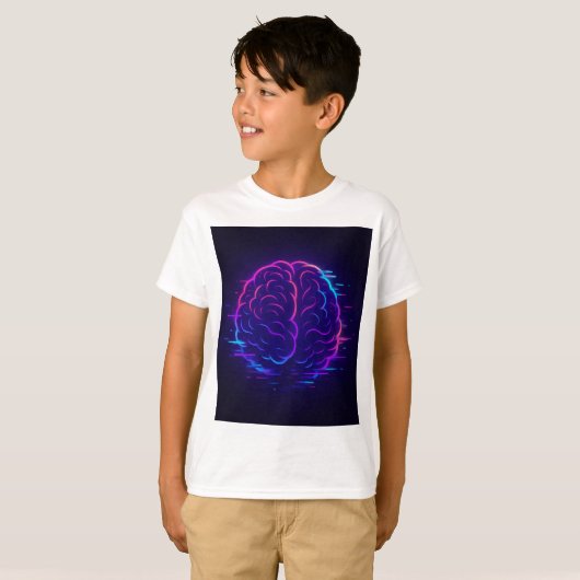 Neon Brain Kinderen Meme T-Shirt (Voorkant volledig)