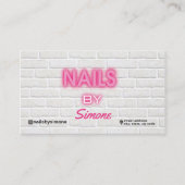 Neon & Brick Background Nail Artist Visitekaartje (Voorkant)