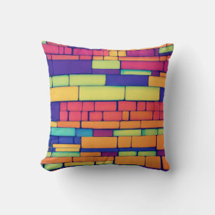 Neon Bricks Mozaïek Ontwerp Kussen