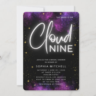 Neon Bride op Cloud 9 Script Zwart Vrijgezellenfee Kaart