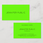 Neon Bright Briljante groene kleur Moderne elegant Visitekaartje (Voorkant / Achterkant)