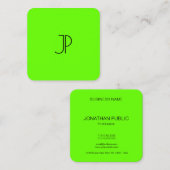 Neon Bright briljante groene moderne Sjabloon Vierkante Visitekaartje (Voorkant / Achterkant)