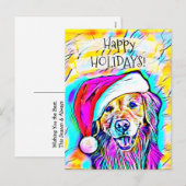 Neon Bright Colors kerstgouden reclantaarn Art Feestdagenkaart (Voorkant / Achterkant)