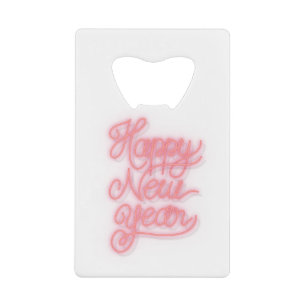 Neon bright happy new year social ads sjabloon creditkaart flessenopener