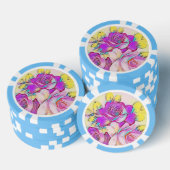 Neon Bright Hot Roze Geel abstract Roos Poker Chips (Opstapeling)