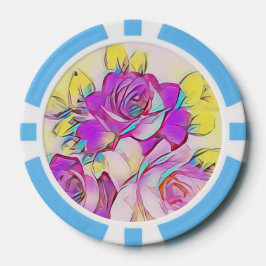 Neon Bright Hot Roze Geel abstract Roos Poker Chips