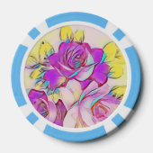 Neon Bright Hot Roze Geel abstract Roos Poker Chips (Achterkant)