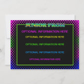 NEON BRIGHT LIGHTS JUNIOR PROM IVITATION KAART (Achterkant)