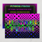 NEON BRIGHT LIGHTS JUNIOR PROM IVITATION KAART (Voorkant / Achterkant)
