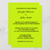 Neon Bright Lime Green Wedding Colorful Kaart (Voorkant / Achterkant)