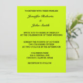 Neon Bright Lime Green Wedding Colorful Kaart (Staand voorkant)