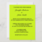 Neon Bright Lime Green Wedding Colorful Kaart (Voorkant)