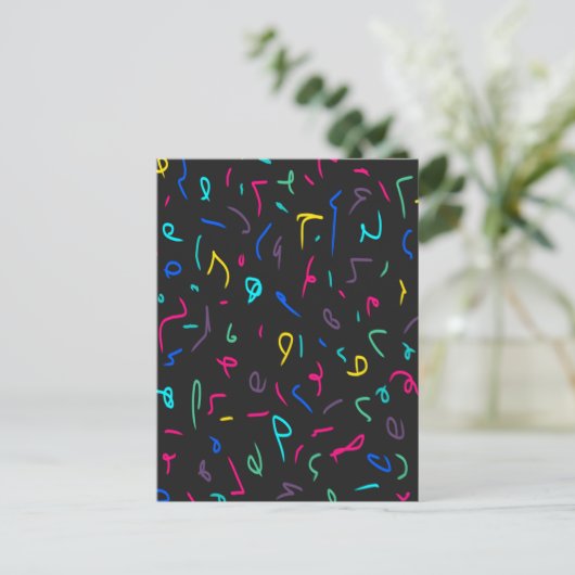 Neon Bright Marks op Black Briefkaart (Staand voorkant)