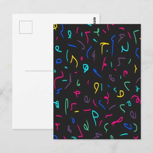 Neon Bright Marks op Black Briefkaart (Voorkant / Achterkant)