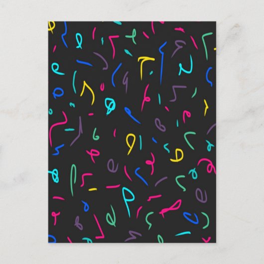 Neon Bright Marks op Black Briefkaart (Voorkant)