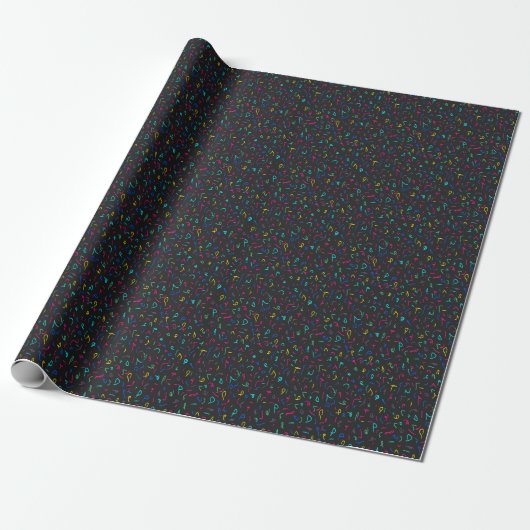 Neon Bright Marks op Black Cadeaupapier (Uitgerold)