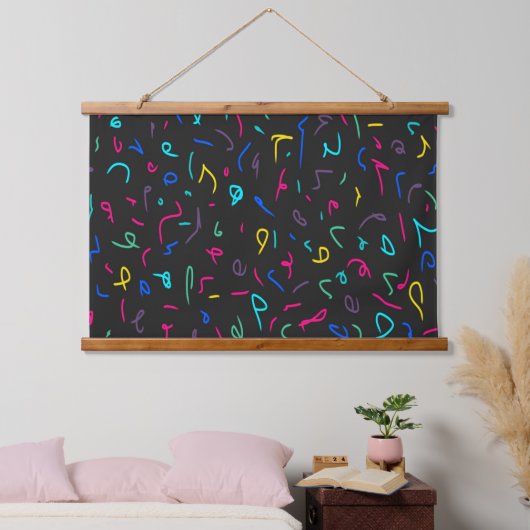 Neon Bright Marks op Black Hangend Wandkleed (Slaapkamer)