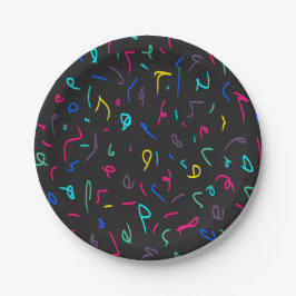 Neon Bright Marks op Black Papieren Bordje