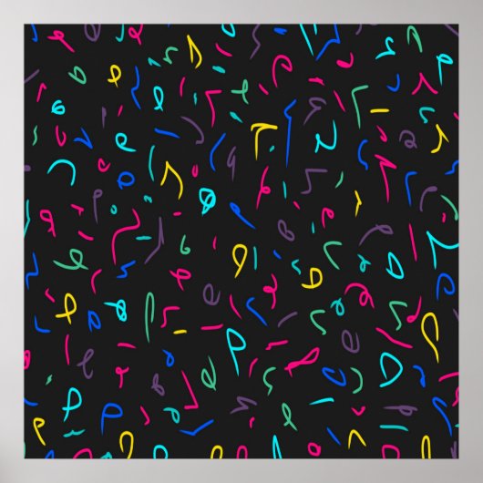 Neon Bright Marks op Black Poster (Voorkant)