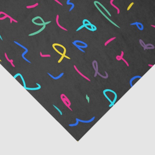 Neon Bright Marks op Black Tissuepapier (Detail)