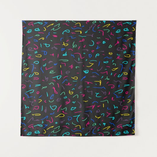 Neon Bright Marks op Black Wandkleed (Voorkant (horizontaal))