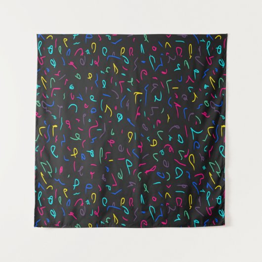 Neon Bright Marks op Black Wandkleed (Voorkant)