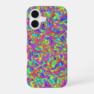 Neon Bright Rainbow Confetti Abstract iPhone 16 Hoesje