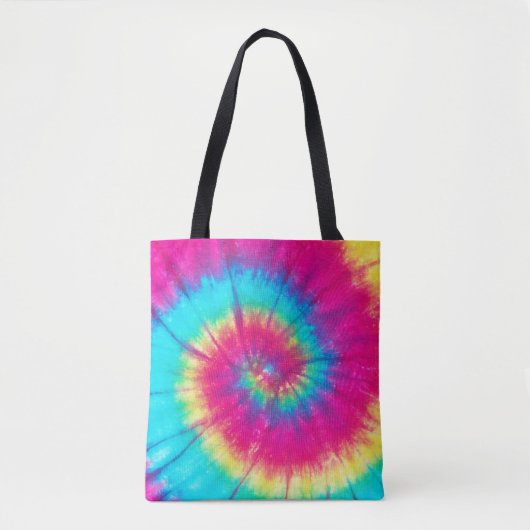 Neon Bright Retro Tie Dye Tote Bag (Voorkant)