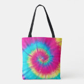 Neon Bright Retro Tie Dye Tote Bag (Achterkant)