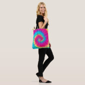 Neon Bright Retro Tie Dye Tote Bag (Op model)