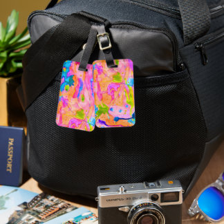Neon Brights Abstract Schilderij Bagage Label