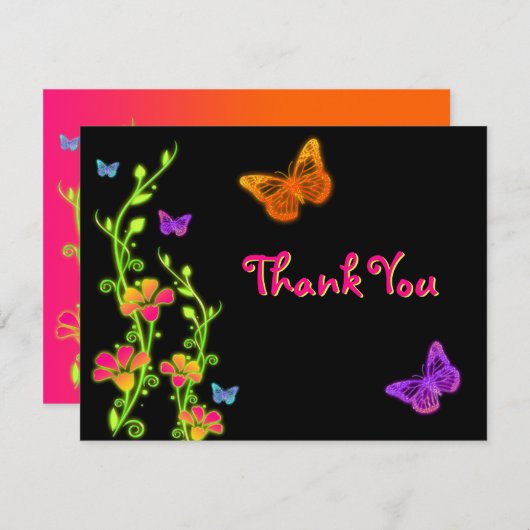 Neon Brights Bat Mitzvah Hartelijk dank Bedankkaart (Voorkant / Achterkant)