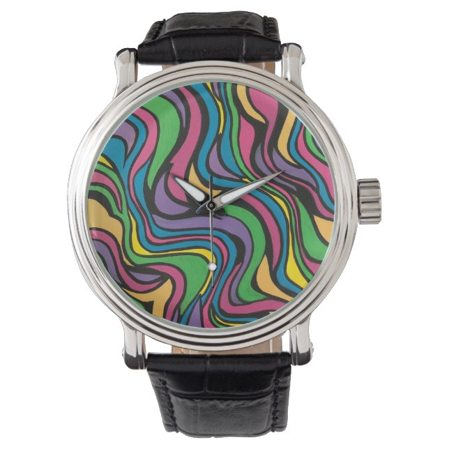 Neon Brook-Hand Painted Abstract Art Horloge (Voorkant)