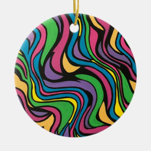 Neon Brook-Psychedelic Abstract Art Keramisch Ornament (Voorkant)