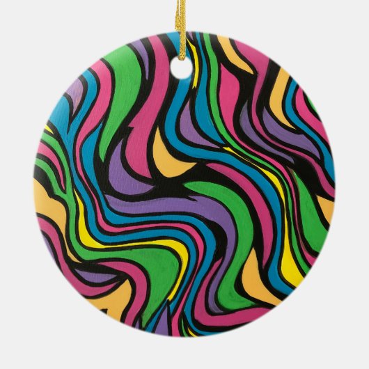 Neon Brook-Psychedelic Abstract Art Keramisch Ornament (Achterkant)