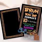 Neon Bruh In Je Pizza En Games Verjaardag Kaart